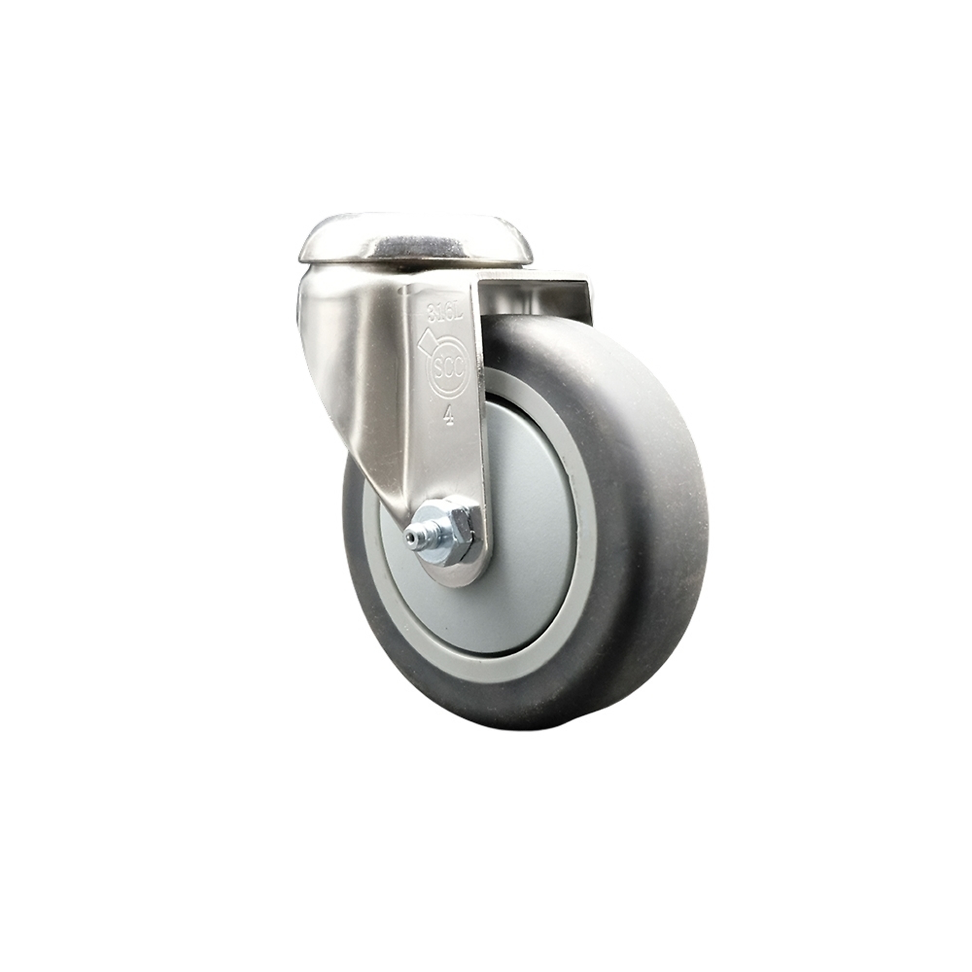 Service Caster, 4in. x 1 1/4in. Stem Caster, Wheel Diameter 4 in, Caster Type Swivel, Package (qty.) 1, Model# SCC-SS316BH20S414-TPRB